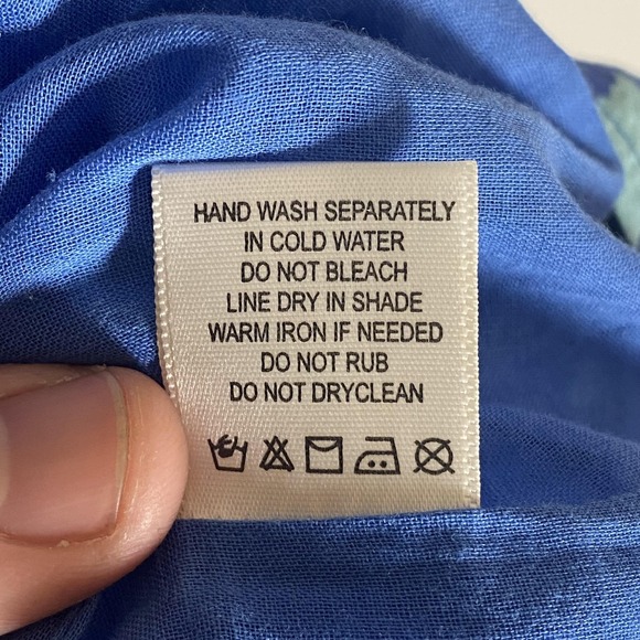 Ro's Garden Dress Womens XL Blue Floral Button Front Cotton Lined Boho Tunic - Picture 12 of 16